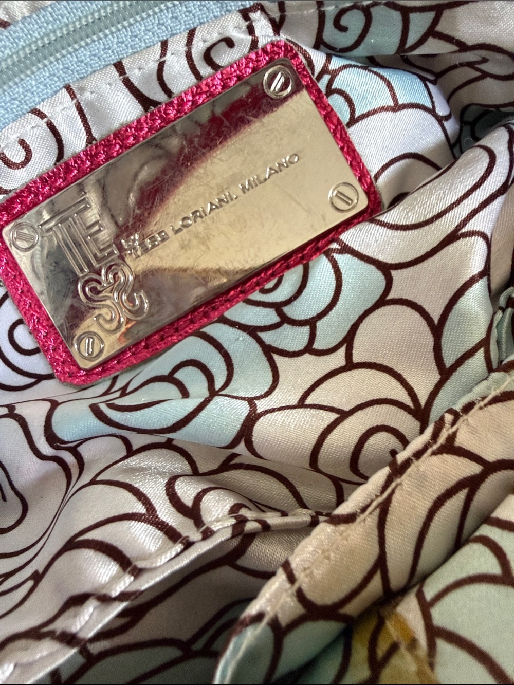 Metallic Hot Pink Shoulder Bag with Front Pocket Detail